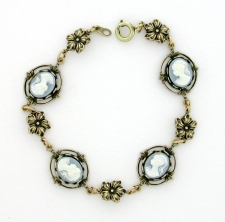 Vintage Reproduction Victorian Style Cameo Bracelet - Blue