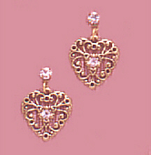 vintage look victorian style filigree heart earrings