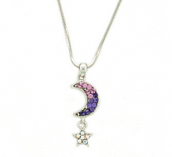 Tanzanite Austrian crystal moon & star necklace