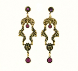 Vintage Victorian Style Amethyst Austrian Crystal Chandelier Fashion Earrings