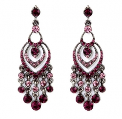 Vintage Style  Amethyst Austrian Crystal Chandelier Earrings