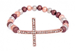 Vintage Style Sideways Cross Bracelet Rose Gold Multi Color