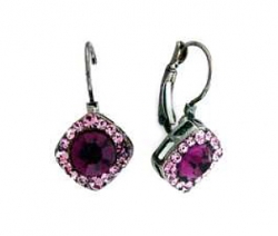 Tiffany Legacy Style Amethyst Austrian Crystal Lever Back Earrings