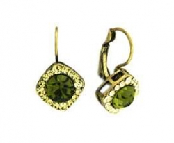 Tiffany Legacy Style Olivine Austrian Crystal Lever Back Earrings