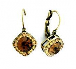 Tiffany Legacy Style Topaz Austrian Crystal Lever Back Earrings