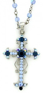 Vintage Reproduction Victorian Style Austrian Crystal Rosary Cross Necklace