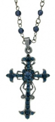 Vintage Reproduction Victorian Style Austrian Crystal Rosary Cross Necklace