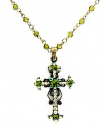 Vintage Reproduction Victorian Style Austrian Crystal Rosary Cross Necklace