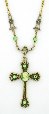 Victorian Style Cameo Cross Necklace