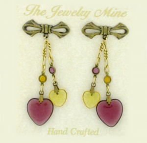 Victorian style puffed heart charm earrings