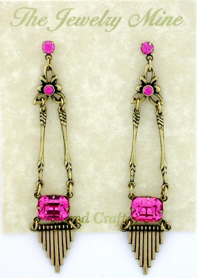 Vintage Reproduction Art Deco Style Austrian Crystal Chandelier Earrings