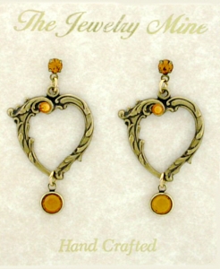 vintage look victorian style open heart earrings