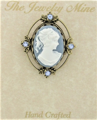 Vintage Reproduction Victorian style cameo costume brooch