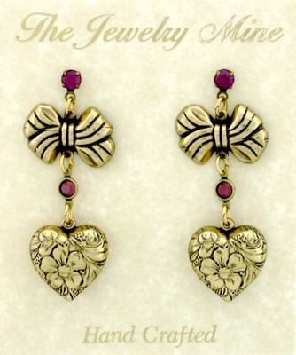 vintage victorian style puffed heart earrings