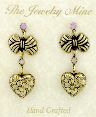 vintage victorian style puffed heart earrings