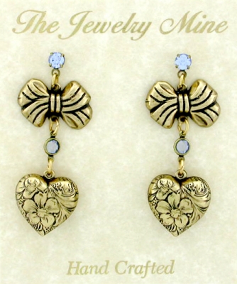 vintage victorian style puffed heart earrings