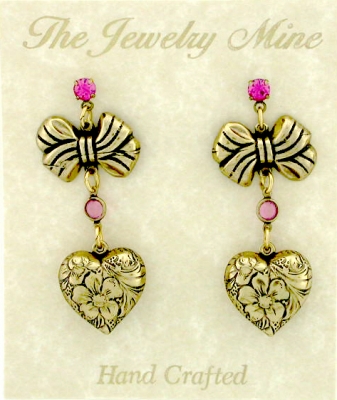 vintage victorian style puffed heart earrings