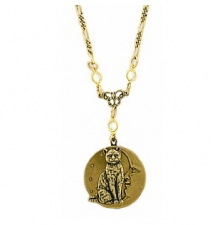 vintage look victorian style cat charm necklace