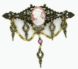 Vintage Reproduction Victorian Style Cameo Filigree Bar Pin