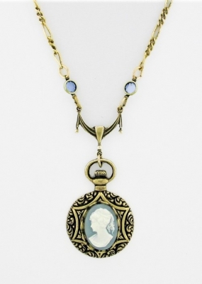 Vintage Reproduction Victorian Style Cameo Fob Necklace