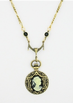 Vintage Reproduction Victorian Style Cameo Fob Necklace