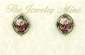 vintage Victorian style fashion costume button earrings