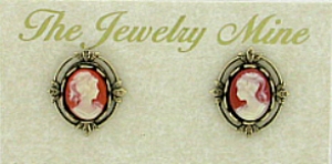 vintage Victorian fashion cameo button earrings