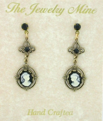 Victorian Style Filgree Cameo Earrings