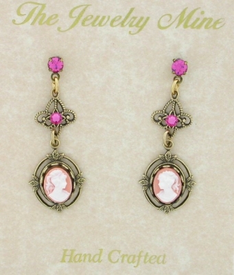 Victorian Style Filgree Cameo Earrings