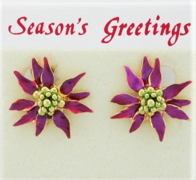 Christmas Poinsettia Clip-On Earrings