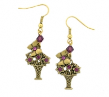 garden flower basket earrings