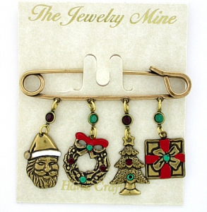 vintage costume jewelry christmas pins