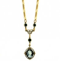Vintage Inspired Victorian Style Cameo Necklace - Jet